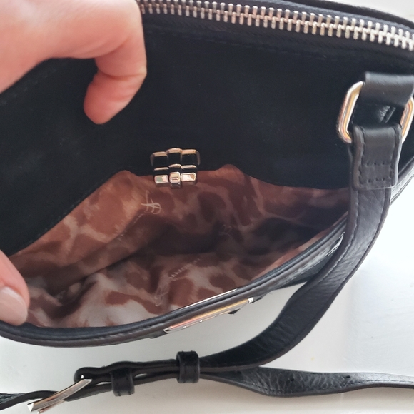 B. Makowsky Black Suede Leather Crossbody Bag - Picture 7 of 8